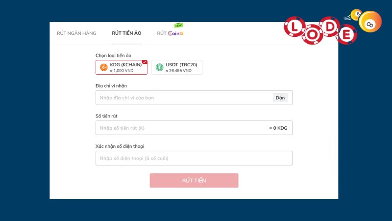 Người chơi có thể rút bằng tiền ảo bảo mật tuyệt đối